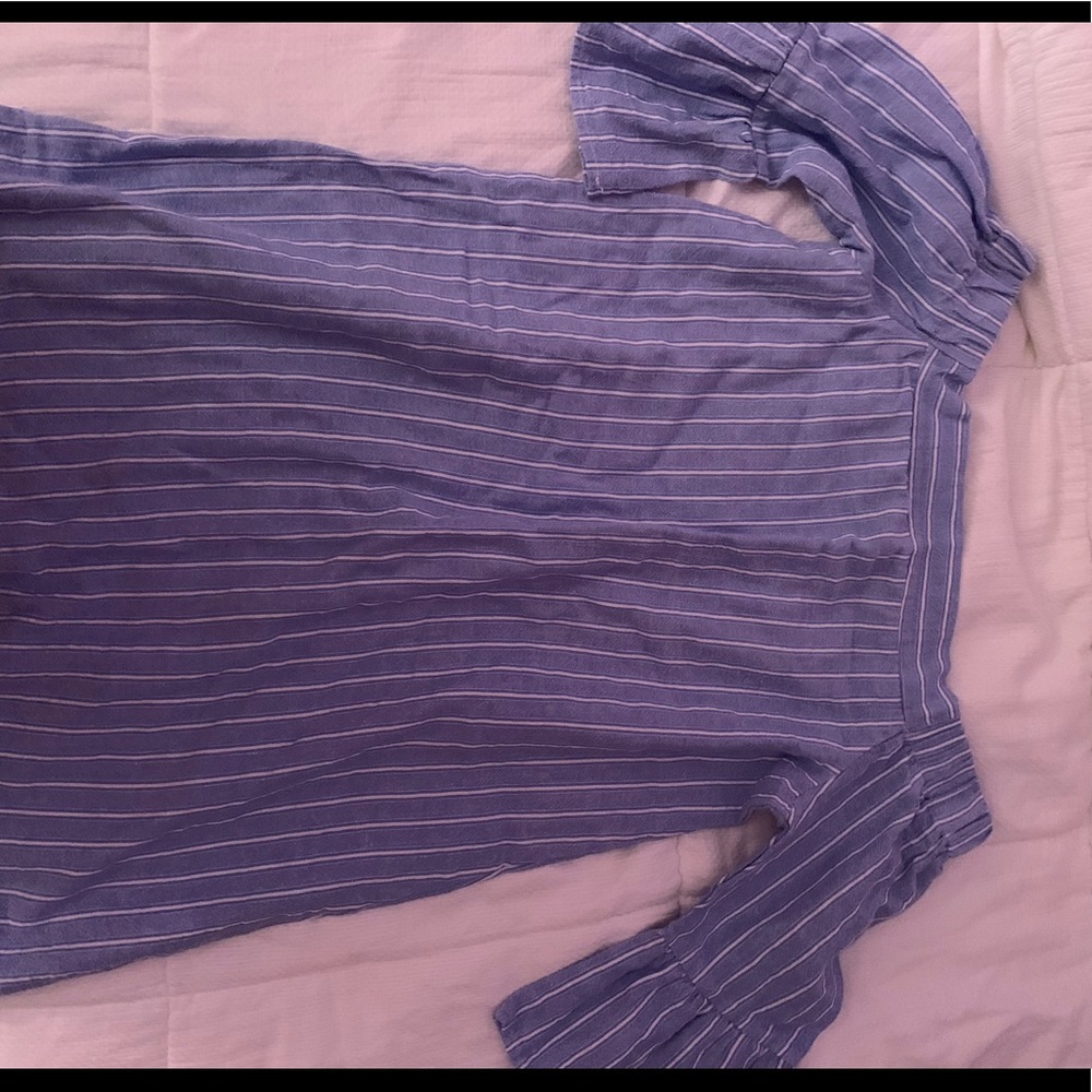 TOBI Blue & White Stripped Off the Shoulder Dress